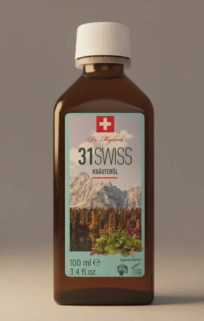 31 Swiss – Olio Svizzero Naturale alle 31 Erbe Officinali 100ml | Qualità Svizzera - Dr.Migliore.com