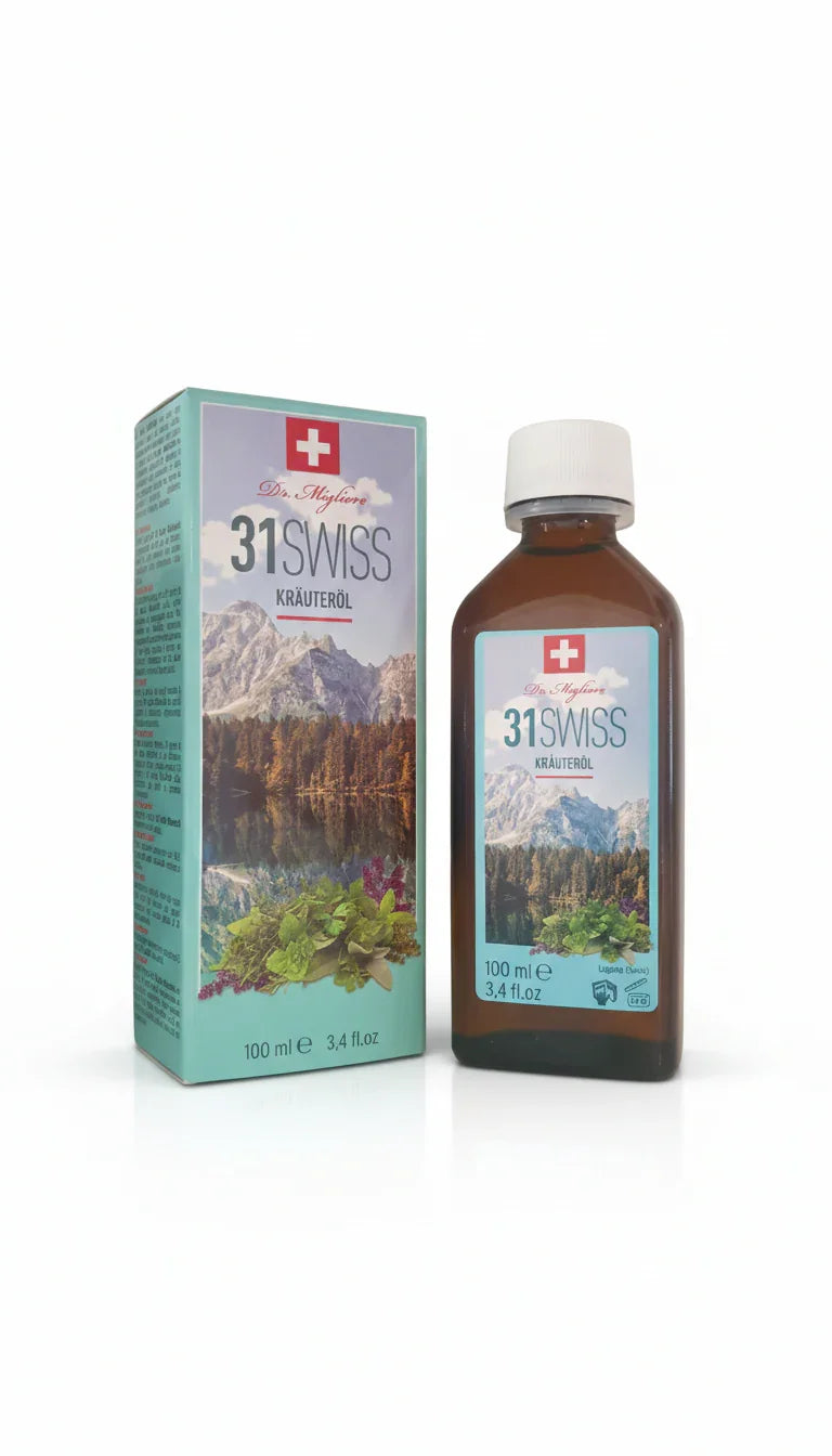31 Swiss – Olio Svizzero Naturale alle 31 Erbe Officinali 100ml | Qualità Svizzera - Dr.Migliore.com