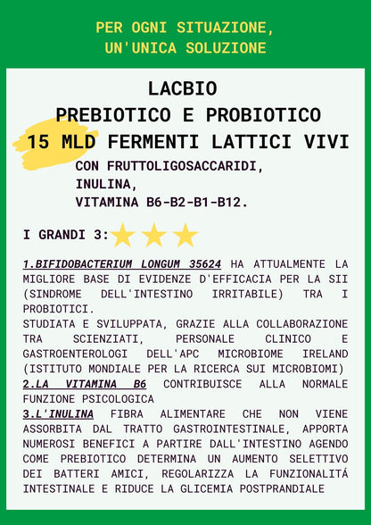 Lacbio 15 Miliardi di Fermenti Lattici Vivi con Vitamine B6, B2, B1 e B12 - Un Integratore per la Salute Intestinale Dr.Migliore.com